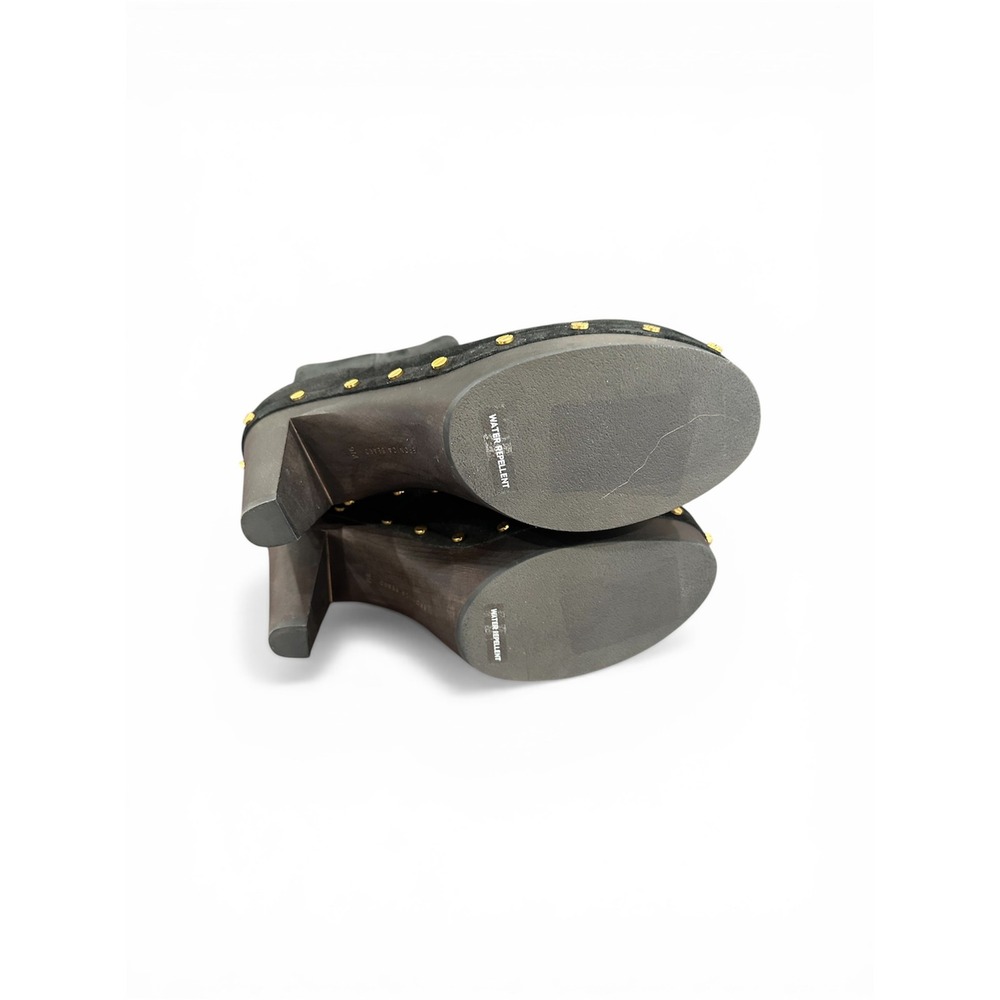 Veronica Beard Black Suede Studded Platform Clog Ankle Boots Water Repellent 9M - Picture 7 of 10